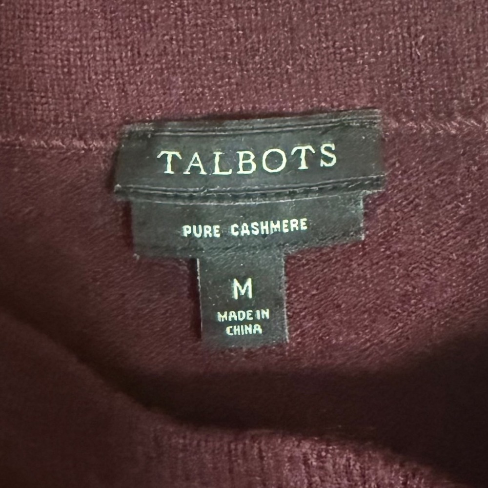 Talbots Pure Cashmere Crew Neck Long Sleeve Sweater Women's Medium Burgundy - Picture 4 of 5